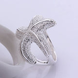 Sterling Silver Plated Fashion Ring Women Starfish B368