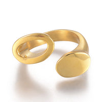 304 Stainless Steel Cuff Rings Open Rings Oval Gold Adjustable 17mm Z718