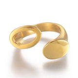 304 Stainless Steel Cuff Rings Open Rings Oval Gold Adjustable 17mm Z718