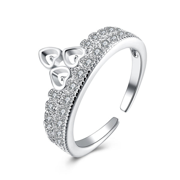 Sterling Silver Plated Fashion Ring AAA Zirconia Women Crown B361