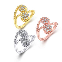 Rose Gold Platinum  Plated Cocktail Ring AAA Zirconia Women B265