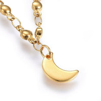 304 Stainless Steel Charm Bracelet Lobster Moon Gold 8.2" 3mm  A96