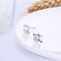 Sterling Silver Earrings  Stud AAA Zirconia  Push Back Clasp L765