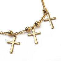 Stainless Steel Charm Bracelet Cross Cardboard Boxes Gold Adjustable Z120