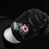 Stainless Steel Gothic Biker Tribal Ring Black Red Men's Unisex Evil Eye B227