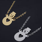 Christmas Stainless Steel Pendant Necklace Lobster Snowman Silver 16.7"  Z596