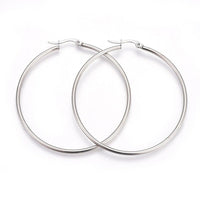 304 Stainless Steel Hoop Earrings Stainless Steel Color 45x43x2mm 1mm P172