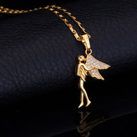 Gold Plated Necklace Pendant  Fairy Wings  Women's Lobster Clasp L125