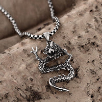 Stainless Steel Necklace Pendant Dragon Biker Gothic 23" 3.5MM Lobster B236