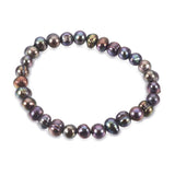 Natural Pearl Stretch Bracelets Potato PrussianBlue 2"(5cm)  P506