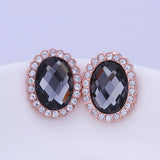 Rose Gold Zirconia Drop Stud Earrings L95