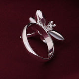 Sterling Silver Plated Butterfly Dragonfly Ring Size 8 B5