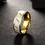 Stainless Steel Band Fashion Ring Yellow Gold Men's Unisex B459