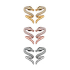 Rose Gold Platinum Plated  Earrings Stud AAA Zirconia Push Back Snake .48" L313