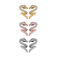 Rose Gold Platinum Plated  Earrings Stud AAA Zirconia Push Back Snake .48" L313