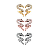 Rose Gold Platinum Plated  Earrings Stud AAA Zirconia Push Back Snake .48" L313