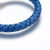 Leather Cord Bracelet Stainless Steel Magnetic Silver 7.8" 20cm 8mm Z85