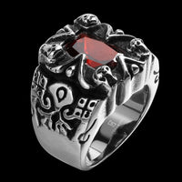 Stainless Steel Gothic Biker Tribal Ring Black Red Men's UnIsex B202