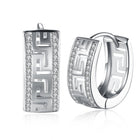Platinum Plated Earrings Hoop Huggies AAA Zirconia Latch Back Clasp L544