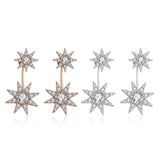 Rose Gold Platinum Plated Earrings AAA Zirconia Push Back Flowers .52" L225