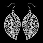 Sterling Silver Plated Chandelier Leaves Hoop Pierced Earrings L151