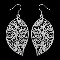 Sterling Silver Plated Chandelier Leaves Hoop Pierced Earrings L151