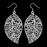 Sterling Silver Plated Chandelier Leaves Hoop Pierced Earrings L151