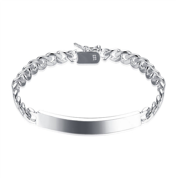 Women's Mens Unisex Sterling Silver Plated ID Bracelet 8" L22