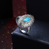 Platinum Plated Black Gunmetal Halo Plain Ring Womens Kallaite Stone Gold Blue B502