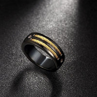 Stainless Steel Band Fashion Ring Gold Men's Unisex Double Cable B458