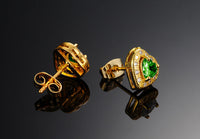 Gold Plated Earring Green Heart AAA Cubic Zirconia Women's G199