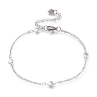 Stainless Steel Cable Anklet Bracelet Heart Link Lobster Silver 8.8" 22.5cm Z36