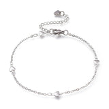 Stainless Steel Cable Anklet Bracelet Heart Link Lobster Silver 8.8" 22.5cm Z36