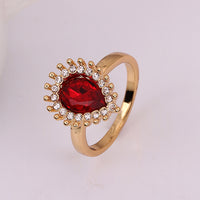 Gold Red Zirconia Band Ring Size 8 B105