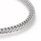 Stainless Steel Cuban Link Chain Bracelet Lobster Silver 22cm(8-5/8 inches) Z115