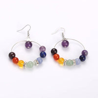 Chakra Gemstone Beaded Chandelier Earrings Brass Rhinestone 62mm 0.7mm Z295