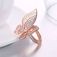 Rose Gold Plated Ring AAA Zirconia Butterfly B489