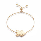304 Stainless Steel Slider Bracelet Box Chains Owl Gold Adjustable Size P299
