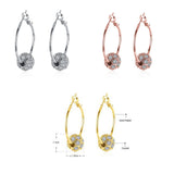 Rose Gold Platinum Plated  Earrings Drop Dangle AAA Zirconia French Clip.4" L242