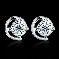 Sterling Silver Earrings  Stud AAA Zirconia  Push Back Clasp L767