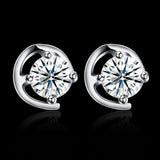 Sterling Silver Earrings  Stud AAA Zirconia  Push Back Clasp L767