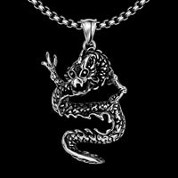 Stainless Steel Necklace Pendant Dragon Biker Gothic 23" 3.5MM Lobster B236