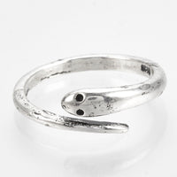 Adjustable Alloy Finger Ring Snake Antique Silver Size 6 Adjustable 16mm P394