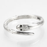 Adjustable Alloy Finger Ring Snake Antique Silver Size 6 Adjustable 16mm P394