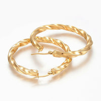 304 Stainless Steel Hoop Earrings Gold 52x49x5mm Pin 1x0.8mm  P586