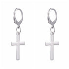 Stainless Steel Leverback Earrings Stainless Steel Cross Silver 36mm Z302