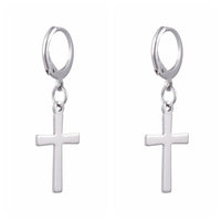 Stainless Steel Leverback Earrings Stainless Steel Cross Silver 36mm Z302