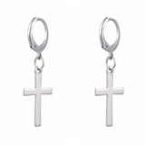 Stainless Steel Leverback Earrings Stainless Steel Cross Silver 36mm Z302