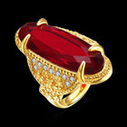 Stainless Steel Yellow Gold Plated Ring Men's Red Glass AAA Zirconia Stone B552