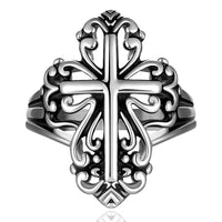 Stainless Steel  Antique Gothic Biker Tribal Ring Black Men's Unisex Cross B172